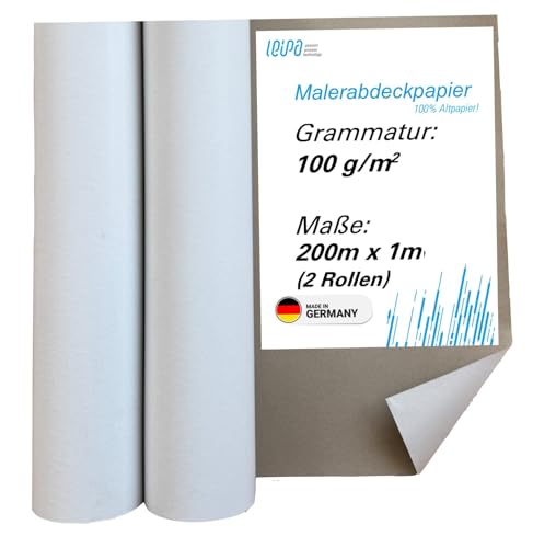 LEIPA Doppelpack Standard Malerabdeckpapier (2 Rollen) 100m x 1m 100g/m2 WHITE von LEIPA passion progress technology
