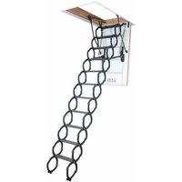 Scherentreppe - lichte Raumhöhe von 2.30m bis 2.40m, Deckenöffnung 60 x 120cm, Bodentreppe mit Holzkasten: Treppenkasten aus Kiefernholz von MATISÈRE