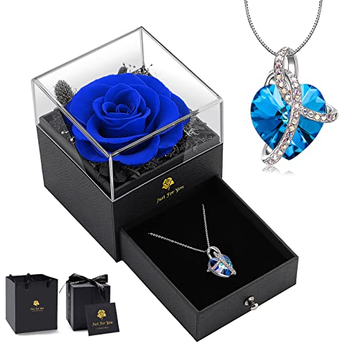 LEITON Infinity Rose Geschenkbox, Rose Schmuck Geschenkbox Muttertagsgeschenk für Mama, Ewige Rose Geschenke für Frauen, Konservierte Rose für Valentinstag Muttertag Hochzeit Jahrestag Geburtstag von LEITON