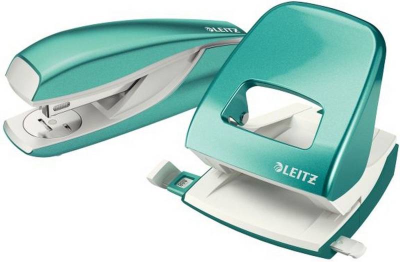 LEITZ Tischaufsatz Locher NeXXt 5008 und Heftgerät NeXXt 5502 im Set eisblau von LEITZ