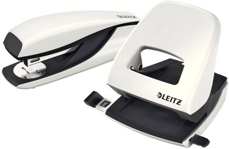LEITZ Tischaufsatz Locher NeXXt 5008 und Heftgerät NeXXt 5502 im Set perlweiß (16 Stück) von LEITZ