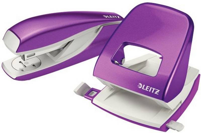 LEITZ Tischaufsatz Locher NeXXt 5008 und Heftgerät NeXXt 5502 im Set violett von LEITZ