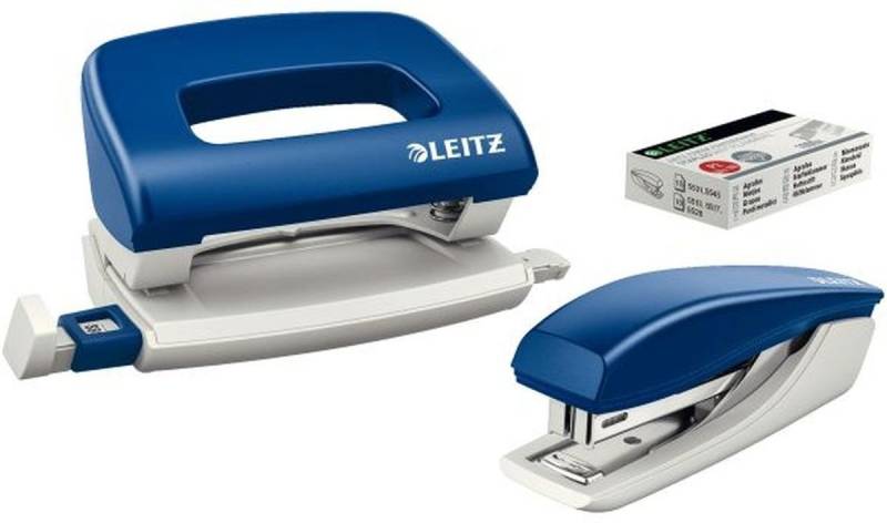 LEITZ Tischaufsatz Schreibtisch-Set Heftgerät+Locher blau von LEITZ