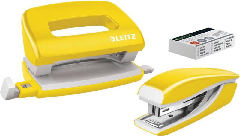 LEITZ Tischaufsatz Schreibtisch-Set Mini Nexxt Wow Locher/Heftgerät 5060/5528 gelb von LEITZ