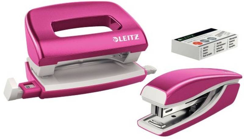 LEITZ Tischaufsatz Schreibtisch-Set Nexxt Wow Heftgerät+Locher pink metallic von LEITZ