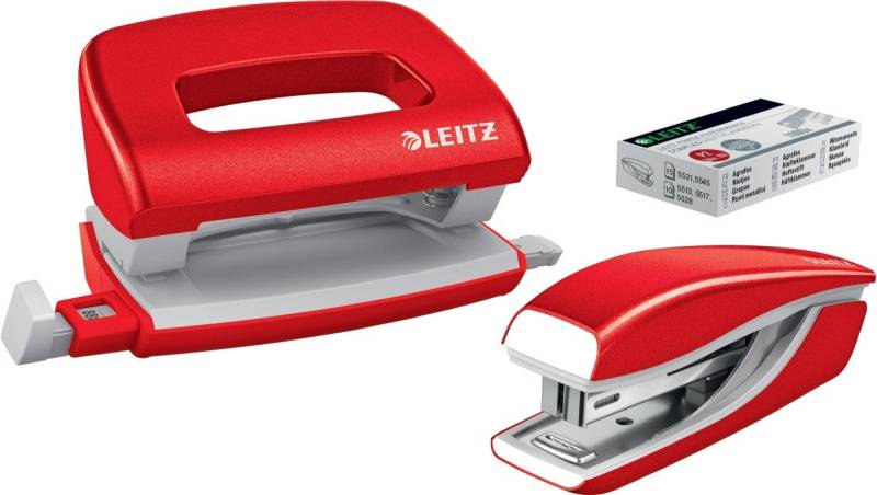 LEITZ Tischaufsatz Schreibtisch-Set Nexxt Wow Heftgerät+Locher rot von LEITZ