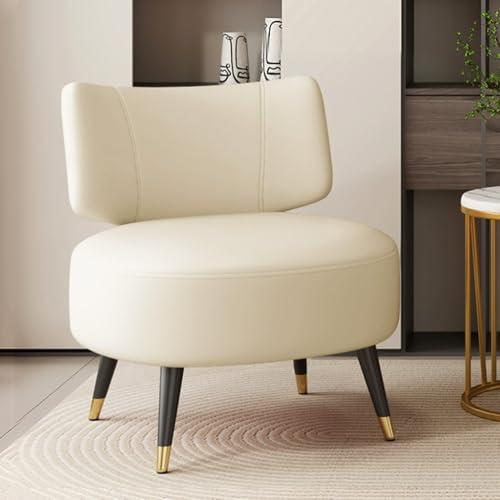 LEIYTFE Einzelsofa Stuhl Leder Akzent Stuhl Moderne Gepolsterte Armlose Stuhl Für Schlafzimmer Negotiation Freizeit Stuhl,Breiter Sitz Faulenzer Stuhl Für Wohnzimmer, Büro, Cafe(Beige) von LEIYTFE