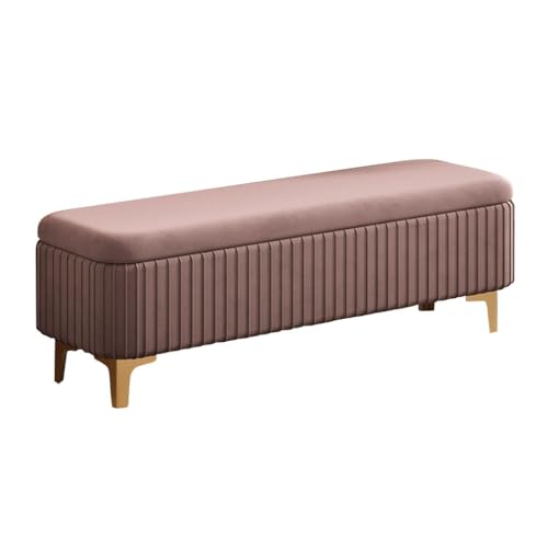 LEIYTFE Gepolsterte Bettbank, Samt-getuftete Aufbewahrungsbank for Eingangsbereich, Schlafzimmer, große Bank, Aufbewahrungsbox, modernes Sofa, Fußstütze, Fensterhocker, Schuhbänke(Bean Color,120cm) von LEIYTFE