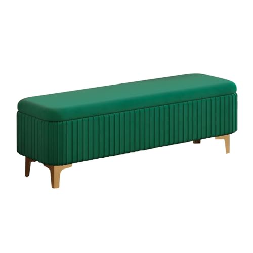 LEIYTFE Gepolsterte Bettbank, Samt-getuftete Aufbewahrungsbank for Eingangsbereich, Schlafzimmer, große Bank, Aufbewahrungsbox, modernes Sofa, Fußstütze, Fensterhocker, Schuhbänke(Dark Green,120cm) von LEIYTFE