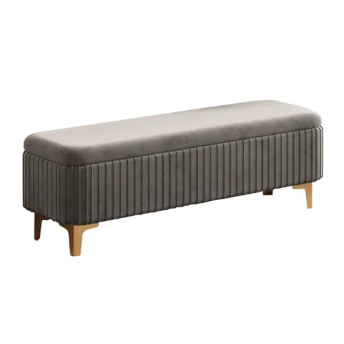 LEIYTFE Gepolsterte Bettbank, Samt-getuftete Aufbewahrungsbank for Eingangsbereich, Schlafzimmer, große Bank, Aufbewahrungsbox, modernes Sofa, Fußstütze, Fensterhocker, Schuhbänke(Dark Grey,120cm) von LEIYTFE