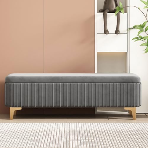 LEIYTFE Gepolsterte Bettbank, Samt-getuftete Aufbewahrungsbank for Eingangsbereich, Schlafzimmer, große Bank, Aufbewahrungsbox, modernes Sofa, Fußstütze, Fensterhocker, Schuhbänke(Groen,110cm) von LEIYTFE