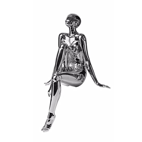 LEIYTFE Modernes Dekor Mechanische Göttin Figur Skulptur, Home Decor Wohnzimmer Regal-Dekor-Akzente, Technologische Ornamente Aus Harz, Kleine Figur Sitzend/Stehend (Color : Silver) von LEIYTFE