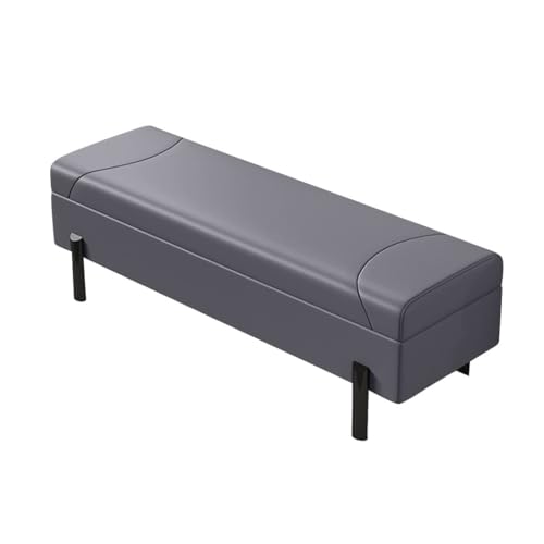 LEIYTFE Rechteckige Ottomane Mit Stauraum, Schuhbank Für Den Eingangsbereich Gesteppte Fußbank Mit Klappbarem Deckel, Leder-Fensterbank Mit Polsterung Für Das Wohnzimmer(Dark Grey,90cm) von LEIYTFE