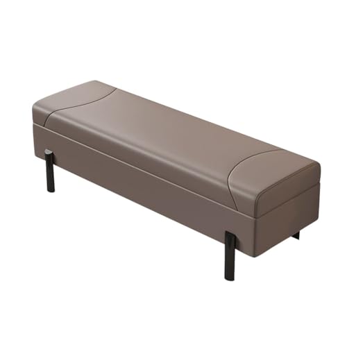 LEIYTFE Rechteckige Ottomane Mit Stauraum, Schuhbank Für Den Eingangsbereich Gesteppte Fußbank Mit Klappbarem Deckel, Leder-Fensterbank Mit Polsterung Für Das Wohnzimmer(Khaki,110cm) von LEIYTFE