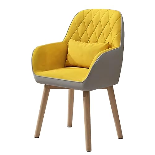 LEIYTFE Schreibtisch-Drehstuhl Home Office Stuhl Ergonomisches Design Moderner Stuhl Für Makeup Schlafzimmer Esszimmer,Bequemer Sessel Beistellstuhl Für Rezeption (Color : Yellow+Gray) von LEIYTFE