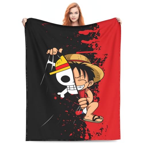 LEJDI Anime Decke, Weiche Flauschige Plüsch Decke, Flanell Fleecedecke TV-Decken, Sofadecke, Wohndecke, Mikrofaser Couchdecke Für Kinder Erwachsene (Luffy,130X150CM) von LEJDI