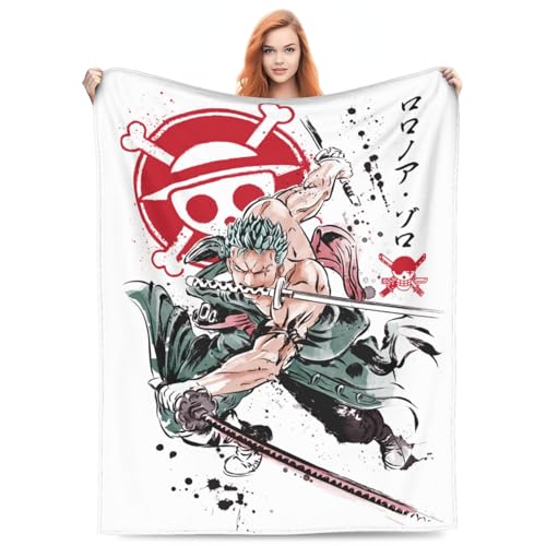 LEJDI Anime Decke, Weiche Flauschige Plüsch Decke, Flanell Fleecedecke TV-Decken, Sofadecke, Wohndecke, Mikrofaser Couchdecke Für Kinder Erwachsene (Zoro2,100X130CM) von LEJDI