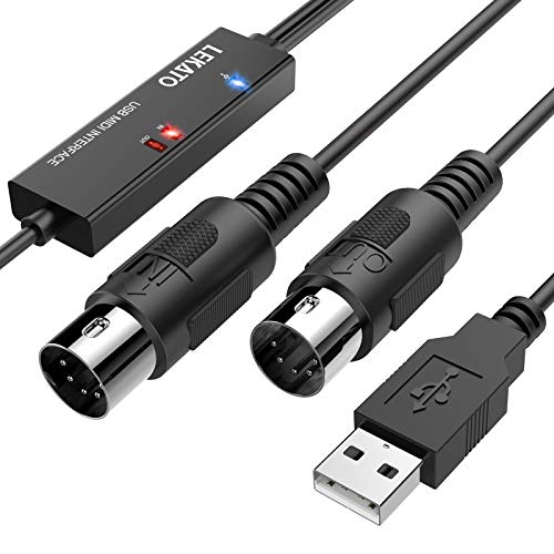 LEKATO USB MIDI Kabel Midi USB Kabel Midi Interface Konverter, 5 Polig In Out Midi zu USB Adapter für MIDI Controller/E Piano 6.5FT von LEKATO