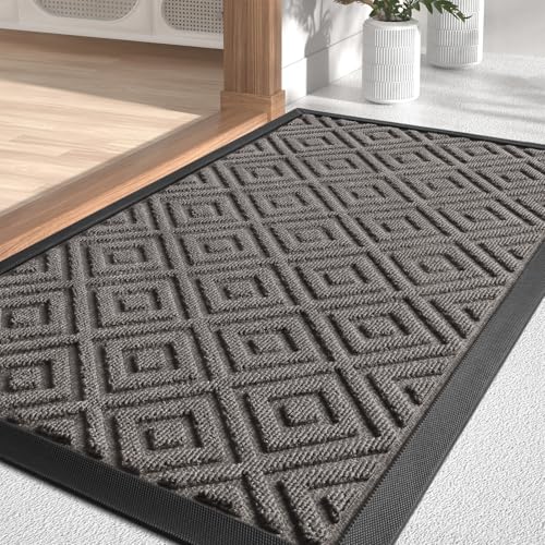 LEKEEPGO Fußmatte Innen und Außen 60x90cm, rutschfeste Fußmatte Outdoor, Fussmatte Aussen Gummi, Schmutzfangmatte Waschbar, Fussmatten Haustür, Fußabtreter Außen Drainage, Grau von LEKEEPGO