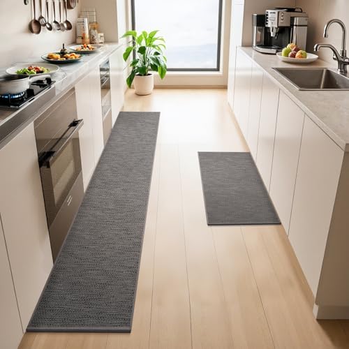 LEKEEPGO Küchenteppich Waschbar rutschfest 43x75cm+43x200cm, 2 Stück Küchenläufer rutschfest, Küchen Teppiche, Waschbarer Teppich Läufer Flur, Saugfähig Teppichläufer für Küche,Flur,Waschküche, Grau LEKEEPGO Küchenteppich Waschbar rutschfest 43x75cm+43x200cm, 2 Stück Küchenläufer rutschfest, Küchen Teppiche, Waschbarer Teppich Läufer Flur, Saugfähig Teppichläufer für Küche,Flur,Waschküche, Grau von LEKEEPGO