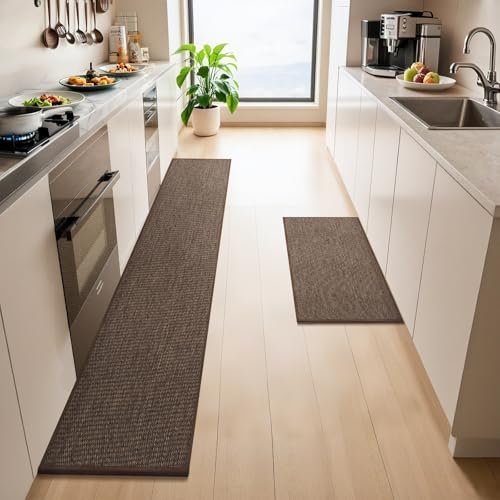 LEKEEPGO Küchenteppich Waschbar rutschfest 43x75cm+43x200cm, 2 Stück Küchenläufer rutschfest, Küchen Teppiche, Waschbarer Teppich Läufer Flur, Saugfähig Teppichläufer für Küche,Flur,Waschküche,Braun LEKEEPGO Küchenteppich Waschbar rutschfest 43x75cm+43x200cm, 2 Stück Küchenläufer rutschfest, Küchen Teppiche, Waschbarer Teppich Läufer Flur, Saugfähig Teppichläufer für Küche,Flur,Waschküche,Braun von LEKEEPGO