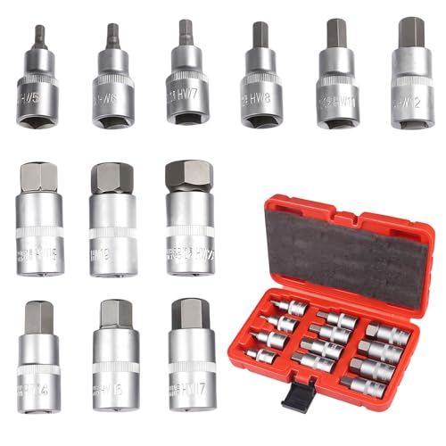 12-tlg Inbus Nuss Satz 1/2'' mit Kunststoffkoffer, Innensechskant Inbus Stecknüsse Set 5-22 mm, 1/2 Zoll für Inbus, Sechskant-Bit-Set 5-22 mm 12-tlg Inbus Nuss Satz 1/2'' mit Kunststoffkoffer, Innensechskant Inbus Stecknüsse Set 5-22 mm, 1/2 Zoll für Inbus, Sechskant-Bit-Set 5-22 mm von LEKEFETO