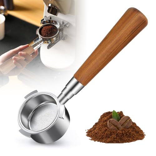51mm Bodenloser Siebträger für Delonghi EC680 EC685, DREI-Ohr-Griff Filterhalter für EC680 Espressomaschine, Filter Holder for Coffee Machines Kaffeeextraktionszubehör mit Doppelte Tasse von LEKEFETO