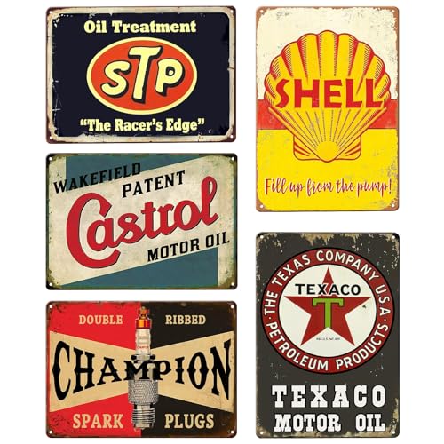 5er Set Retro Garage Deko Blechschilder: 20x30cm Blechschilder Retro, Garage Metallschilder RetroBlechschild, Auto Poster Motoröl Metall Schilder für Werkstatt Raumdekoration Bar Deko 5er Set Retro Garage Deko Blechschilder: 20x30cm Blechschilder Retro, Garage Metallschilder RetroBlechschild, Auto Poster Motoröl Metall Schilder für Werkstatt Raumdekoration Bar Deko von LEKEFETO