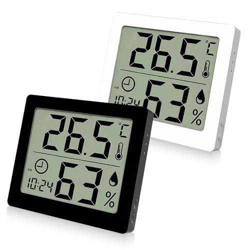 LEKEFETO 2 Stück Digitales Thermo-Hygrometer, Hygrometer Thermometer Innen, 3,2 Zoll LCD Großes Display Desktop Thermometer, Hohen Genauigkeit, für Innenraum, Babyraum, Wohnzimmer, Büro von LEKEFETO