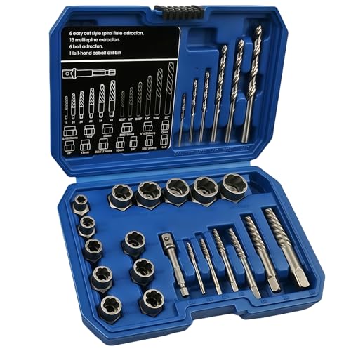 LEKEFETO 26-teiliger Schrauben und Muttern Entferner Set | 42CrMo/35CrMo Edelstahl | Schraubenausdreher Set Profi mit Tragetasche | für beschädigte, verrostete Schrauben, Muttern und Gewindestangen LEKEFETO 26-teiliger Schrauben und Muttern Entferner Set | 42CrMo/35CrMo Edelstahl | Schraubenausdreher Set Profi mit Tragetasche | für beschädigte, verrostete Schrauben, Muttern und Gewindestangen von LEKEFETO