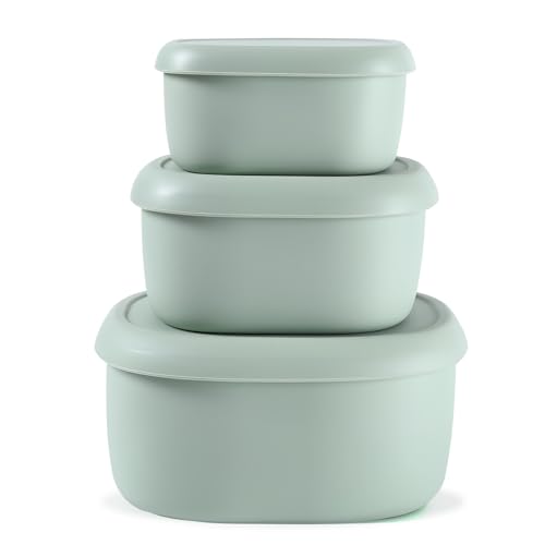LEKEFETO 3er Set Mikrowellengeschirr mit Deckel: Mikrowellengeschirr Frischhaltedosen 260/480/900ML, Mikrowellen Multischüssel Brotdose für Spülmaschine, Mikrowelle, Backofen, Kühlschrank von LEKEFETO