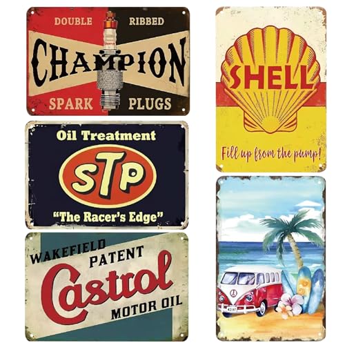 LEKEFETO 5 Stück Retro Garage Deko Blechschilder Set: 20 x 30 cm Vintage Blechschilder,Vintage Deko, Retro Blechschild, Auto Werkstatt Wanddekoration Für Garage Bar & Wohnzimmer LEKEFETO 5 Stück Retro Garage Deko Blechschilder Set: 20 x 30 cm Vintage Blechschilder,Vintage Deko, Retro Blechschild, Auto Werkstatt Wanddekoration Für Garage Bar & Wohnzimmer von LEKEFETO