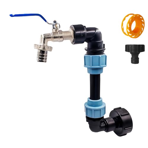LEKEFETO IBC Schwanenhals 3/4" Auslaufhahn, IBC Adapter mit Schwanenhals Wasserhahn, IBC Tank Schwanenhals, S60x6 Wasserhahn Absperrhahn, IBC Tank Zubehör für Regenwassertank, Regenfass, IBC Container von LEKEFETO
