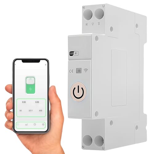 LEKEFETO Smart WiFi Schalter Hutschiene 1P+N 16A-63A– Kompatibel mit Alexa & Google Home, Tuya/Smart Life App – Zeitschaltuhr, Sprachsteuerung, Überstrom-/Überspannungsschutz, DIN-Schiene von LEKEFETO