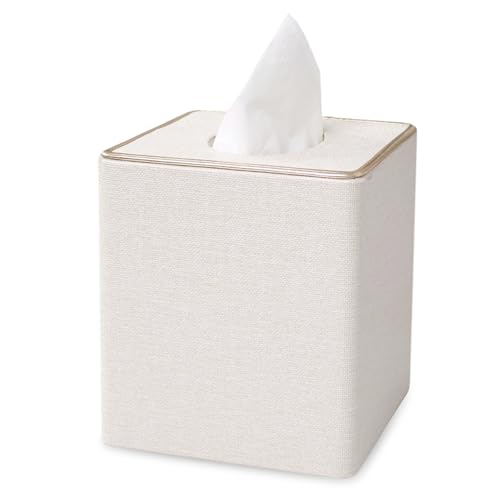 LEKEFETO Taschentuchbox Taschentuchspender aus Leder: Quadratisch Kosmetiktücherbox, Kosmetiktücher Box, Quadrat Tücherbox Taschentücher Box Tissue Cover, für Esszimmer Badezimmer Schlafzimmer von LEKEFETO