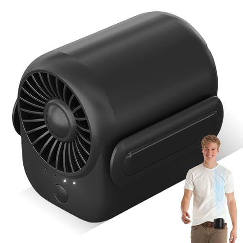 LEKEFETO Tragbarer Taillen-Clip-Ventilator: 5000 mAh USB Wiederaufladbar Gürtelventilator mit 4 Geschwindigkeitsstufen, Taillenclip-Ventilator, für Klettern, Camping, Reisen - Schwarz von LEKEFETO