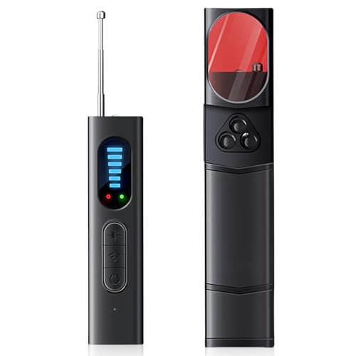 LEKEFETO Wanzen Detektor, 5 in 1 Versteckte Kamera Detektor, Tragbarer Signal Bug Detector mit 5 Empfindlichkeitsstufen, Hidden Camera Detector, Anti Spy Kamera Detector, für Hotel Heim Büro Reisen von LEKEFETO