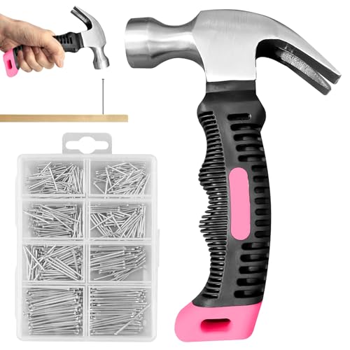 Mini-Hammer-Set mit Hardware-Nägeln, LEKEFETO Klauenhammer 560 Kleine Nagel Set, Mini Kleiner Klauenhammer mit Rutschfestem Griff, 280 Wandnägel & 280 Finishing-Nägel, für DIY, Camping, Reparatur Mini-Hammer-Set mit Hardware-Nägeln, LEKEFETO Klauenhammer 560 Kleine Nagel Set, Mini Kleiner Klauenhammer mit Rutschfestem Griff, 280 Wandnägel & 280 Finishing-Nägel, für DIY, Camping, Reparatur von LEKEFETO