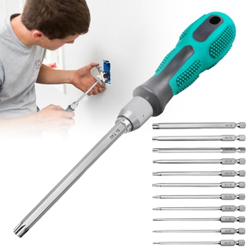 Torx Schraubendreher Set, 12 Stück Torx Bit Set Enthält Schraubendreher und 11PCS TorxBits 100mm Lang, TorxT6 T7 T8 T9 T10 T15 T20 T25 T27 T30 T40 für T-Profil Schrauben Bohrhammer Akkuschrauber Torx Schraubendreher Set, 12 Stück Torx Bit Set Enthält Schraubendreher und 11PCS TorxBits 100mm Lang, TorxT6 T7 T8 T9 T10 T15 T20 T25 T27 T30 T40 für T-Profil Schrauben Bohrhammer Akkuschrauber von LEKEFETO