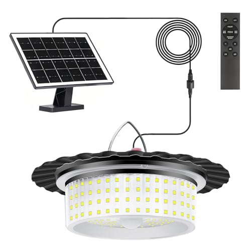 LEKIA Solarlampen für Außen, Solar Hängelampe Außen Innen mit Fernbedienung, 4400mAh Akku Wasserdichte Pendelleuchten Hängend mit Bewegungssensor, Timer, 5 Modi für Haus Schuppen Garten Garage von LEKIA