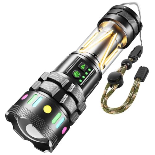 LEKIA Taschenlampen LED Super Hell, Wiederaufladbare Taschenlampe 900000LM mit Campinglicht, Zoombar, 11 Lichtmodi, 5000mAh Lange Akkulaufzeit, Wasserdicht Leistungsstarke Taktische Taschenlampe für von LEKIA