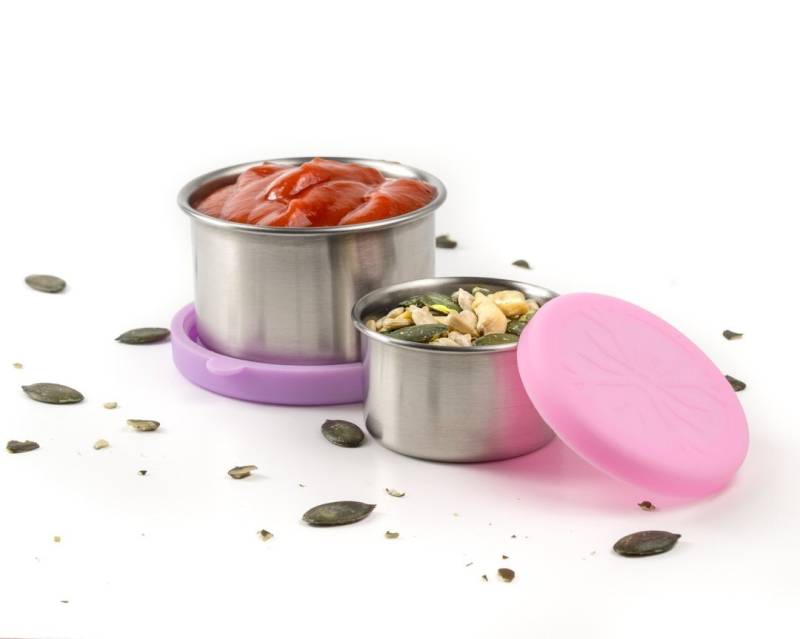 LEKKABOX Lunchbox Dipper, 2er Set - Mini Kleine Edelstahl Soßen Dressing Behälter, Auslaufsicher, sogar bei flüssigen Dressings von LEKKABOX
