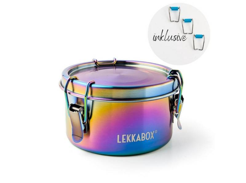 LEKKABOX Lunchbox Rainbow Clipsy Edelstahldose, 400ml - auslaufsichere Kinder Brotdose, Auslaufsicher – selbst bei saftigem Obstsalat & flüssigem Joghurt LEKKABOX Lunchbox Rainbow Clipsy Edelstahldose, 400ml - auslaufsichere Kinder Brotdose, Auslaufsicher – selbst bei saftigem Obstsalat & flüssigem Joghurt von LEKKABOX