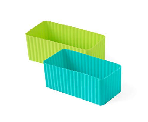 Lekkabox Cups, 2er Set - Silikon Förmchen für saubere Trennung in der Brotdose | Bentobox Lunchbox Zubehör (Petrol/Apfel) von LEKKABOX