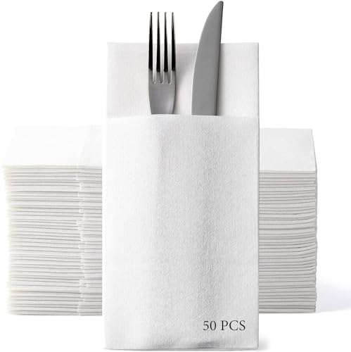 LEKOCH 100 PCS Einweg Servietten Weiß, Air Laid Stoffähnlich Servietten Für Hochzeit Premium QUALITÄT,43x30 von LEKOCH