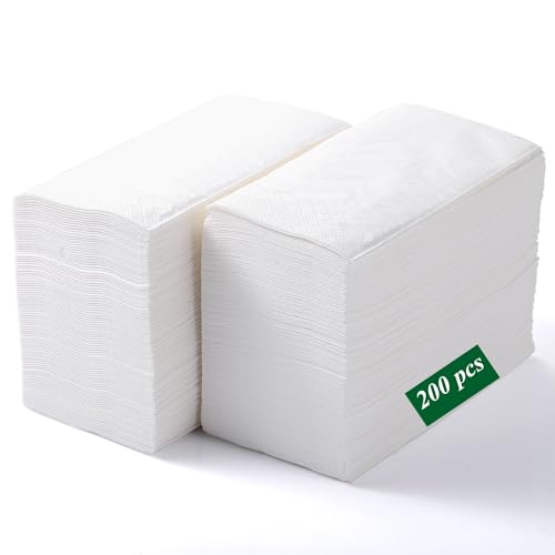 LEKOCH 200 PCS Weiße Einweg Servietten 2 Ply Hochzeit Servietten Premium QUALITÄT,40x40 von LEKOCH