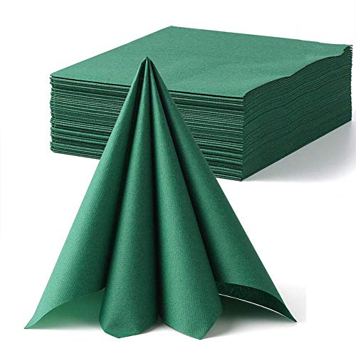 LEKOCH 50 PCS Einweg Grün Weihnachten Servietten, Air Laid Stoffähnlich Servietten Für Hochzeit Premium QUALITÄT,40x40 von LEKOCH