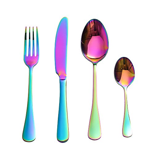 LEKOCH Bunte 4-teilig 18/10 Edelstahl Besteck Set (Regenbogen) von Lekoch