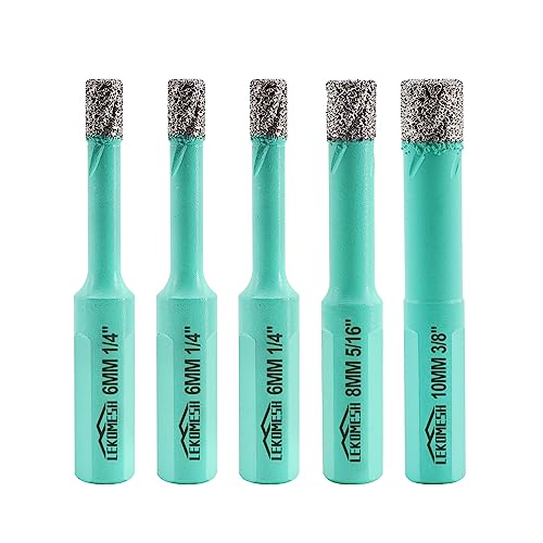 Diamant Bohrkrone LEKOMESH Fliesenbohrer Set - 5pcs 6/6/6/8/10MM Diamantbohrer,Dreieck Schaft,Porzellanfliesen Bohrer für Keramik Marmor Granit Stein Quarz,Vakuum Gelötet Diamant Bohrkrone LEKOMESH Fliesenbohrer Set - 5pcs 6/6/6/8/10MM Diamantbohrer,Dreieck Schaft,Porzellanfliesen Bohrer für Keramik Marmor Granit Stein Quarz,Vakuum Gelötet von LEKOMESH