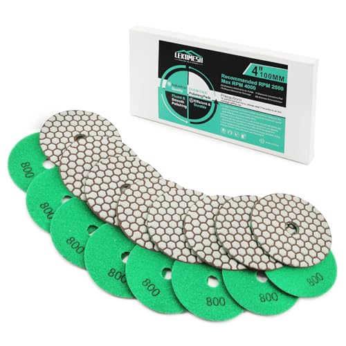 Diamant Polierscheibe LEKOMESH - 8pcs 100MM #800 Trockenpolierpad-Set für Granit, Marmor, Kunststein, Quarz, Diamant Schleifpad für Schleifer oder Polierer von LEKOMESH